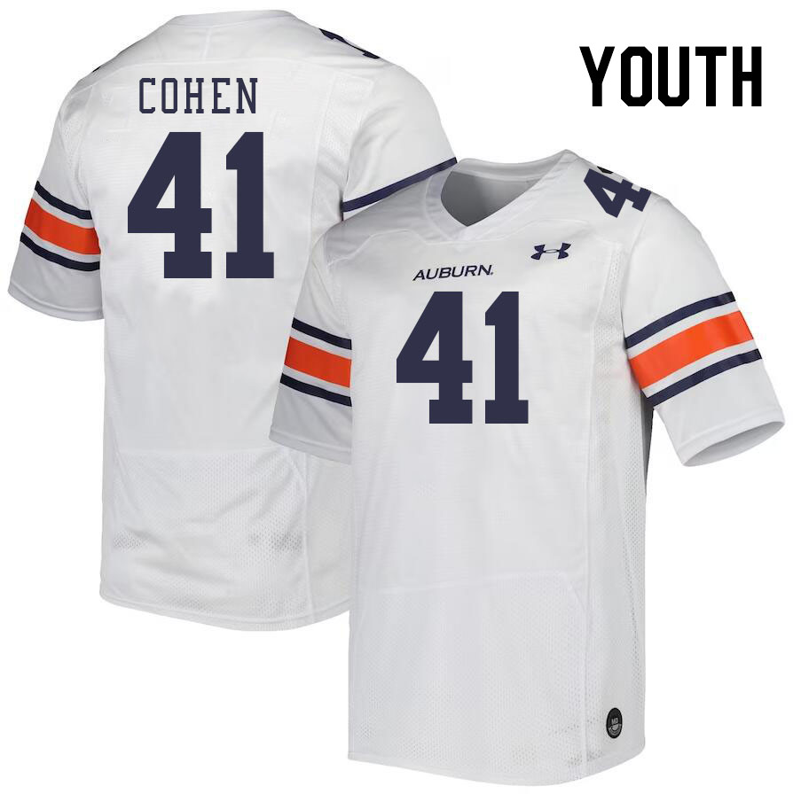 Youth #41 Josh Cohen Auburn Tigers College Football Jerseys Stitched-White